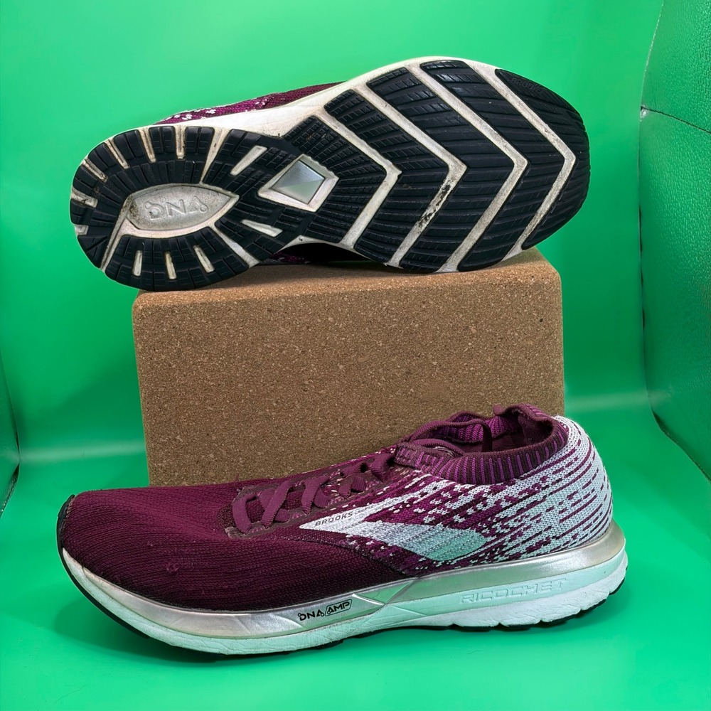 Brooks Ricochet Running Shoes Womens 8.5 B Plum/Silver DNA AMP Athletic Sneakers - Picture 1 of 8